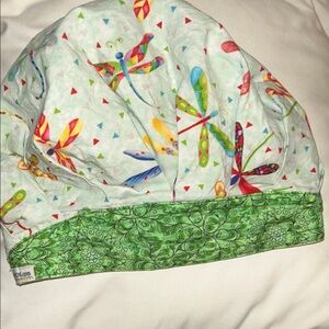 KimKaps Colorful Dragonfly Print Bouffant Scrub Hat